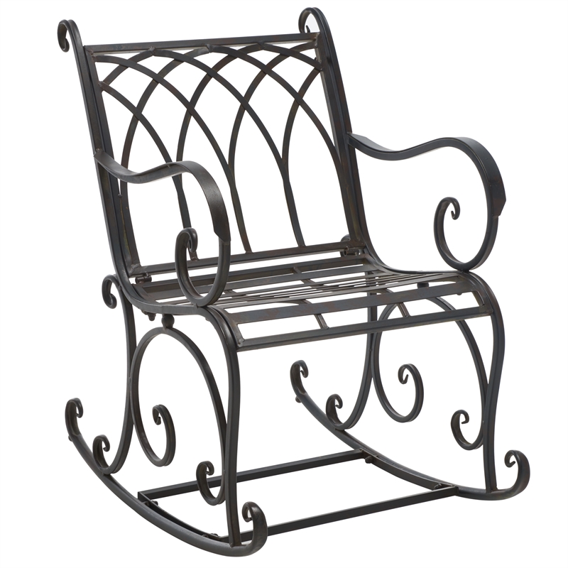 Safavieh Medrano Iron Rocking Chair in Black / Rust