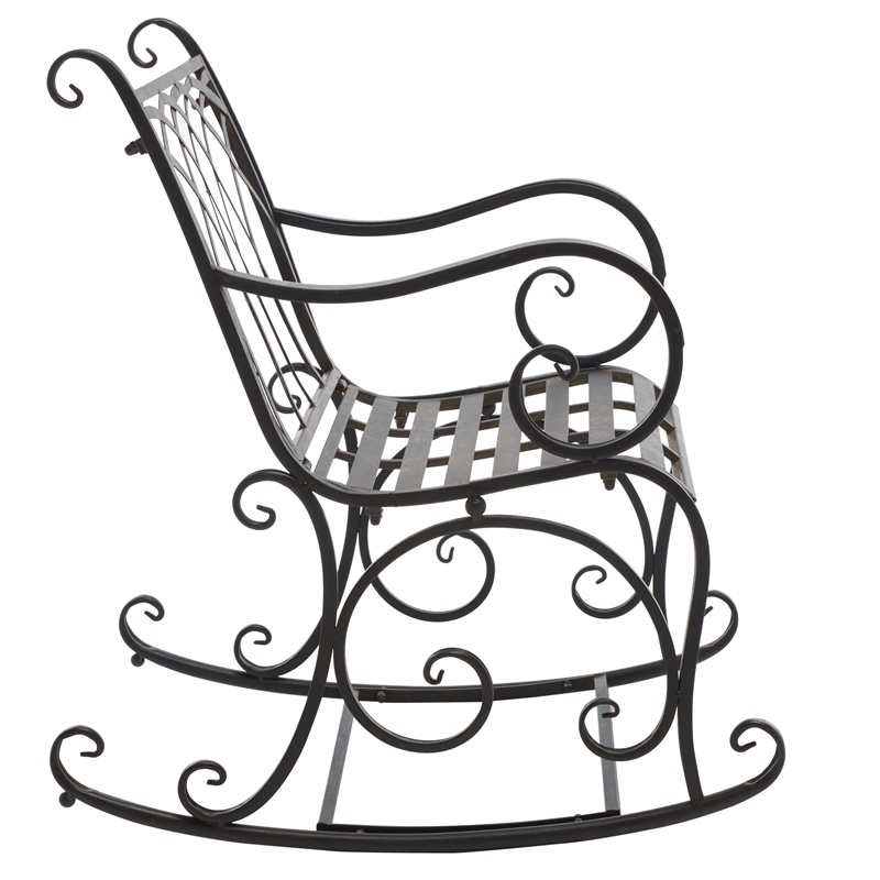 Safavieh Medrano Iron Rocking Chair in Black / Rust