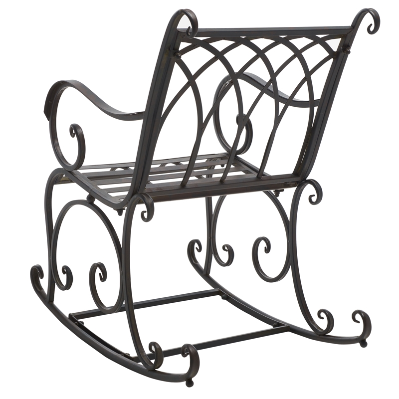 Safavieh Medrano Iron Rocking Chair in Black / Rust