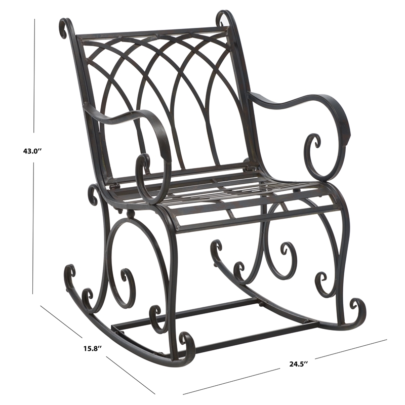 Safavieh Medrano Iron Rocking Chair in Black / Rust