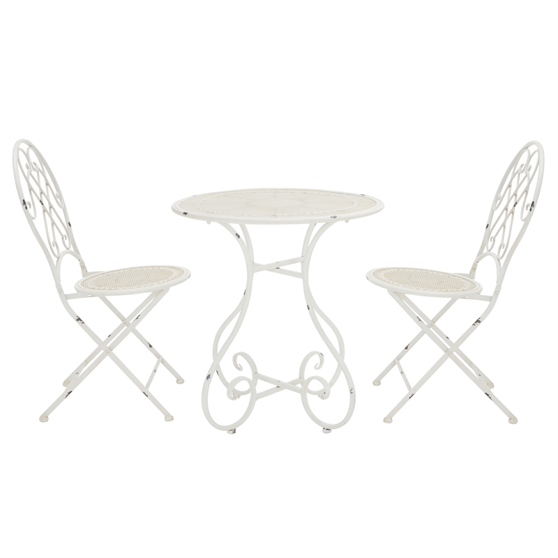 Safavieh Adriel 3Pc Iron Bistro Set in  White