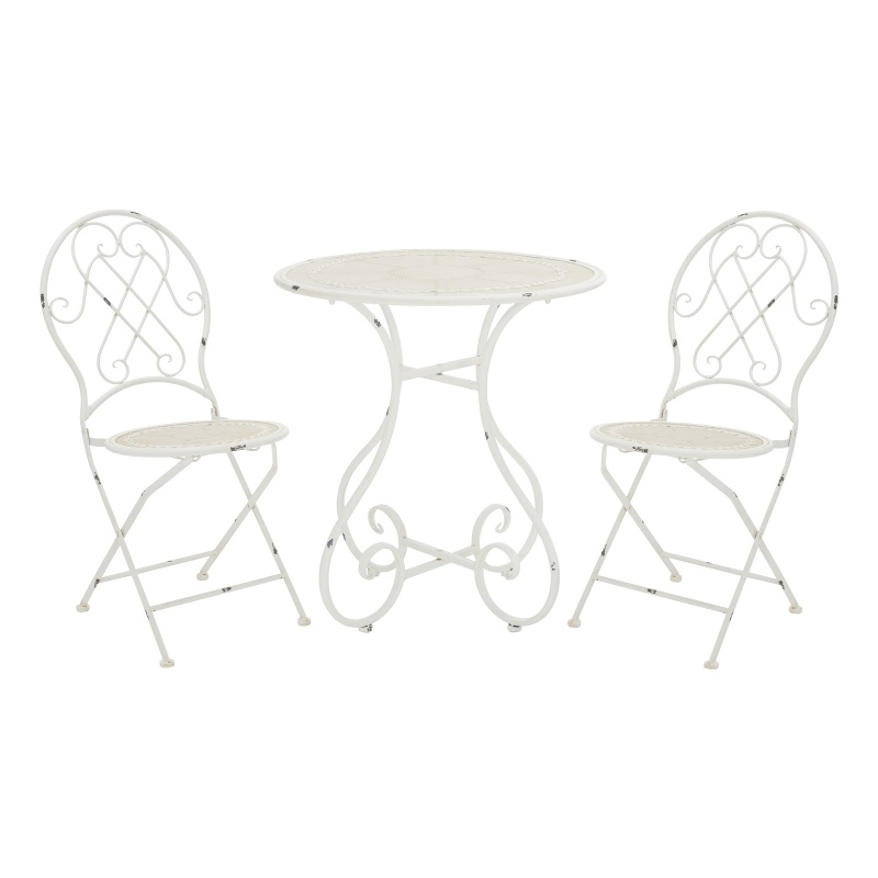 Safavieh Adriel 3Pc Iron Bistro Set in  White