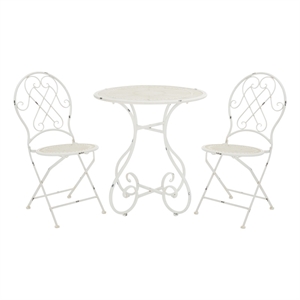 Safavieh Adriel 3Pc Iron Bistro Set in  White