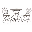 Safavieh Adriel 3Pc Iron Bistro Set in Brown