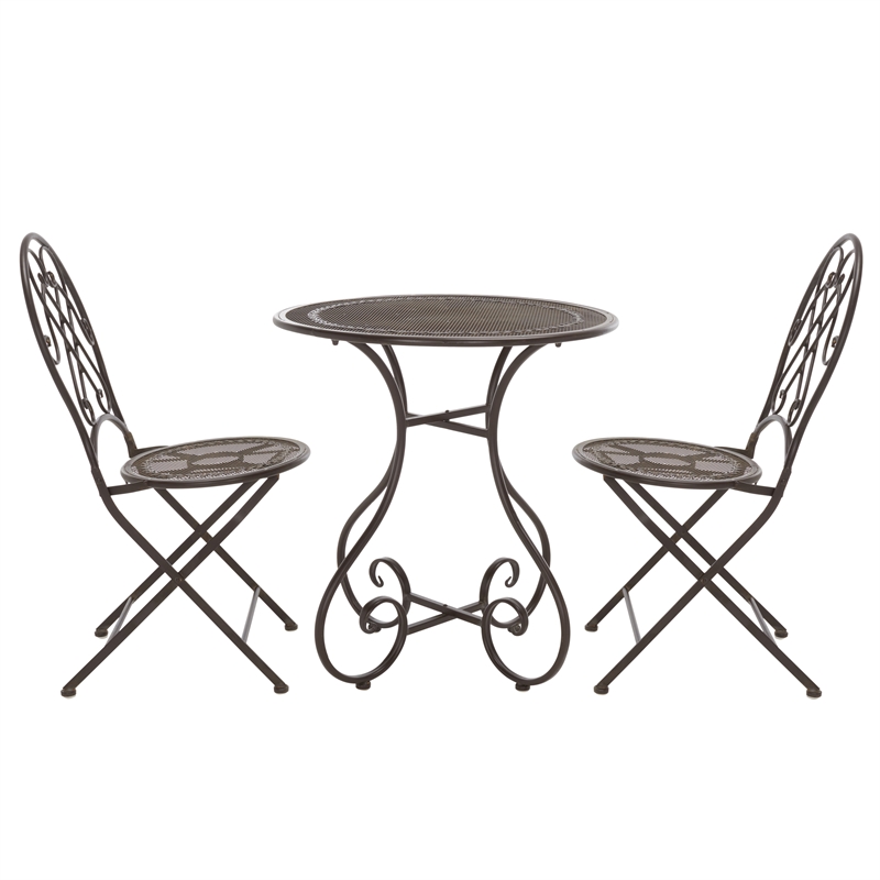Safavieh Adriel 3Pc Iron Bistro Set in Brown