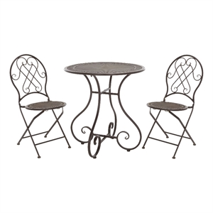 Safavieh Adriel 3Pc Iron Bistro Set in Brown