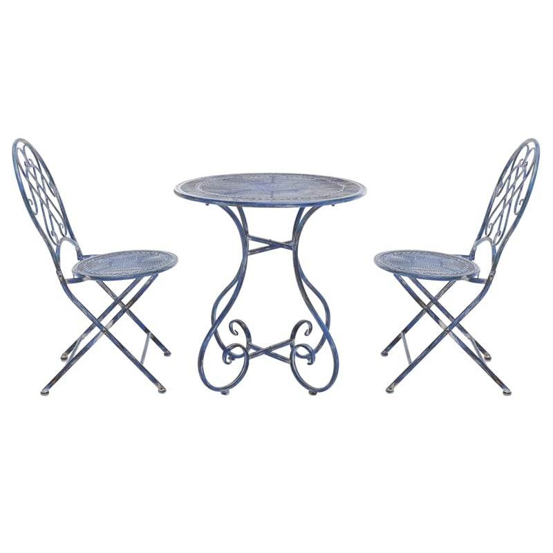 Safavieh Adriel 3Pc Iron Bistro Set in Blue