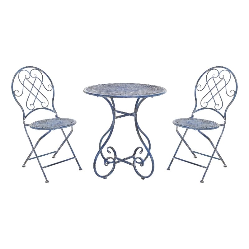 Safavieh Adriel 3Pc Iron Bistro Set in Blue