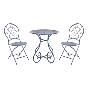 Safavieh Adriel 3Pc Iron Bistro Set in Blue