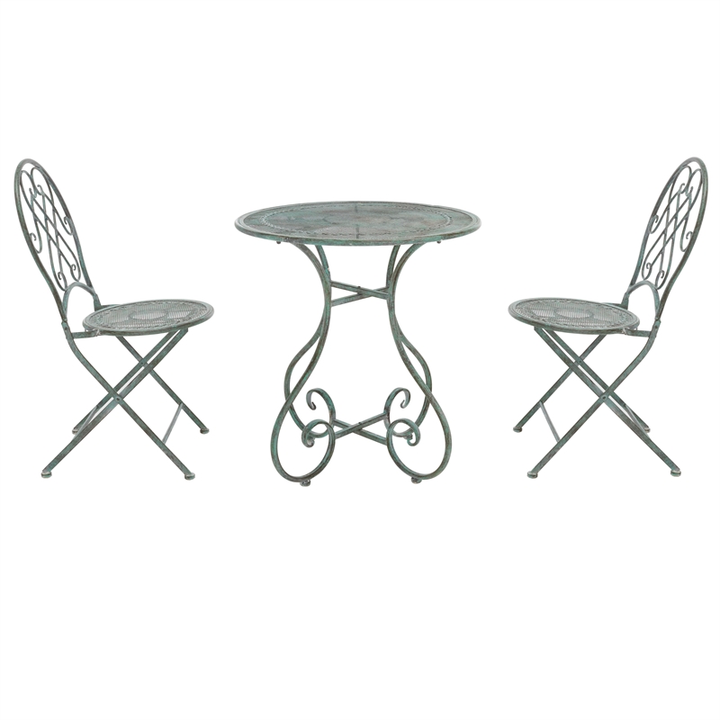 Safavieh Adriel 3Pc Iron Bistro Set in Green