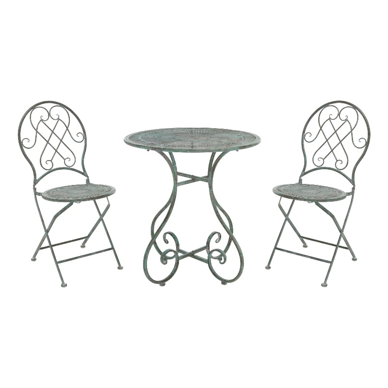 Safavieh Adriel 3Pc Iron Bistro Set in Green