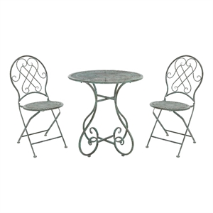 Safavieh Adriel 3Pc Iron Bistro Set in Green