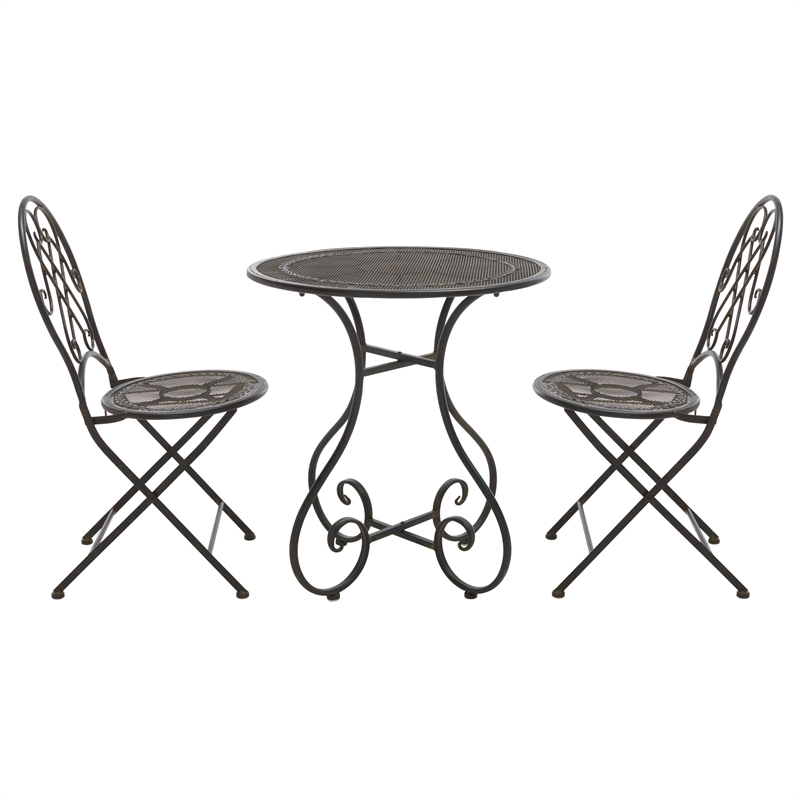 Safavieh Adriel 3Pc Iron Bistro Set in Black / Rust