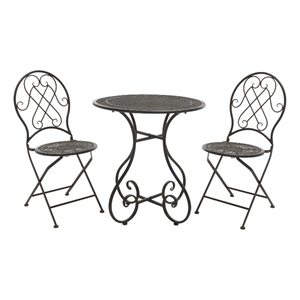 Safavieh Adriel 3Pc Iron Bistro Set in Black / Rust