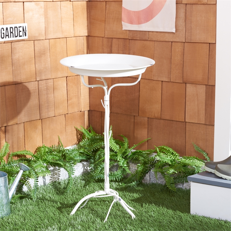 Safavieh Nigel Iron Bird Bath in White