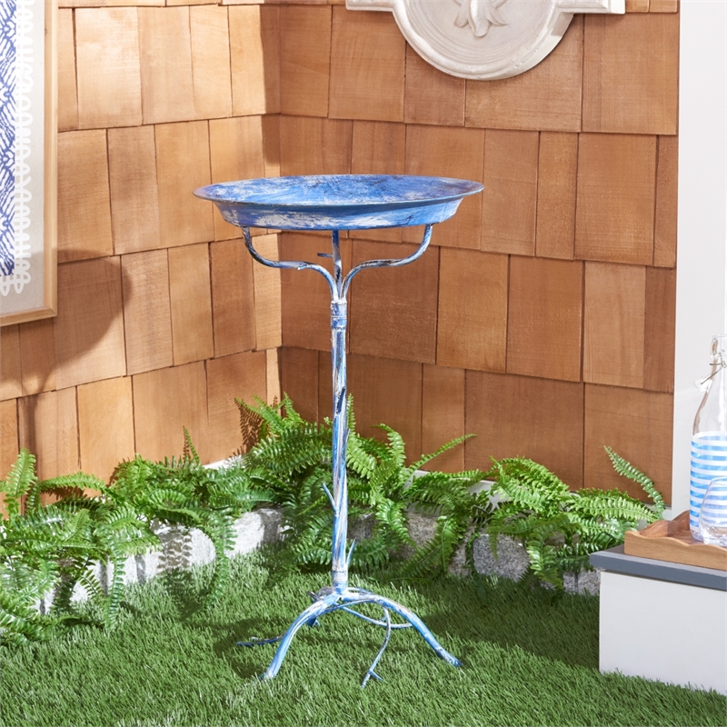Safavieh Nigel Iron Bird Bath in Blue