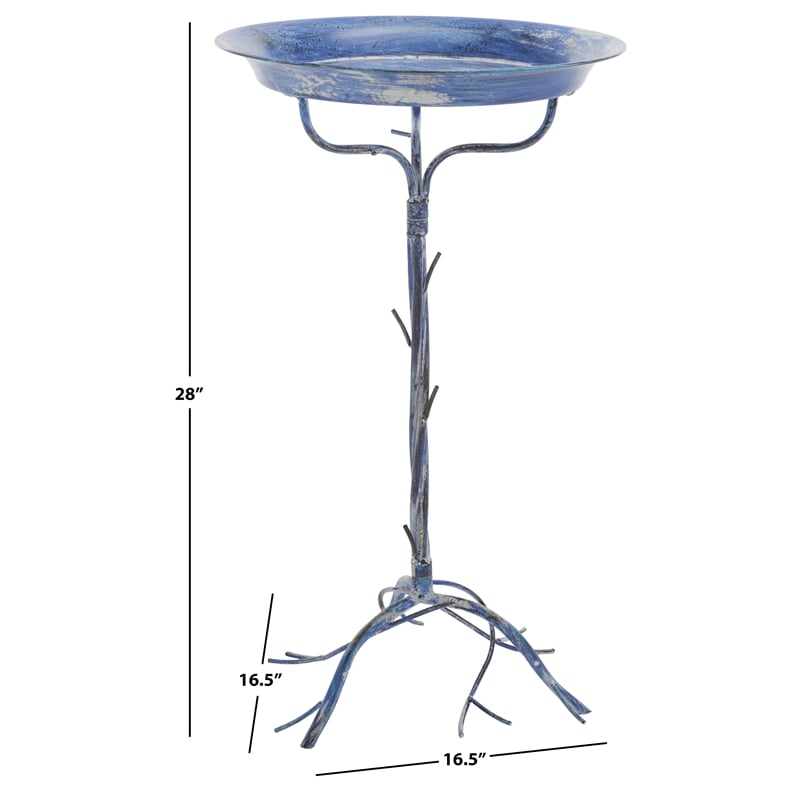 Safavieh Nigel Iron Bird Bath in Blue