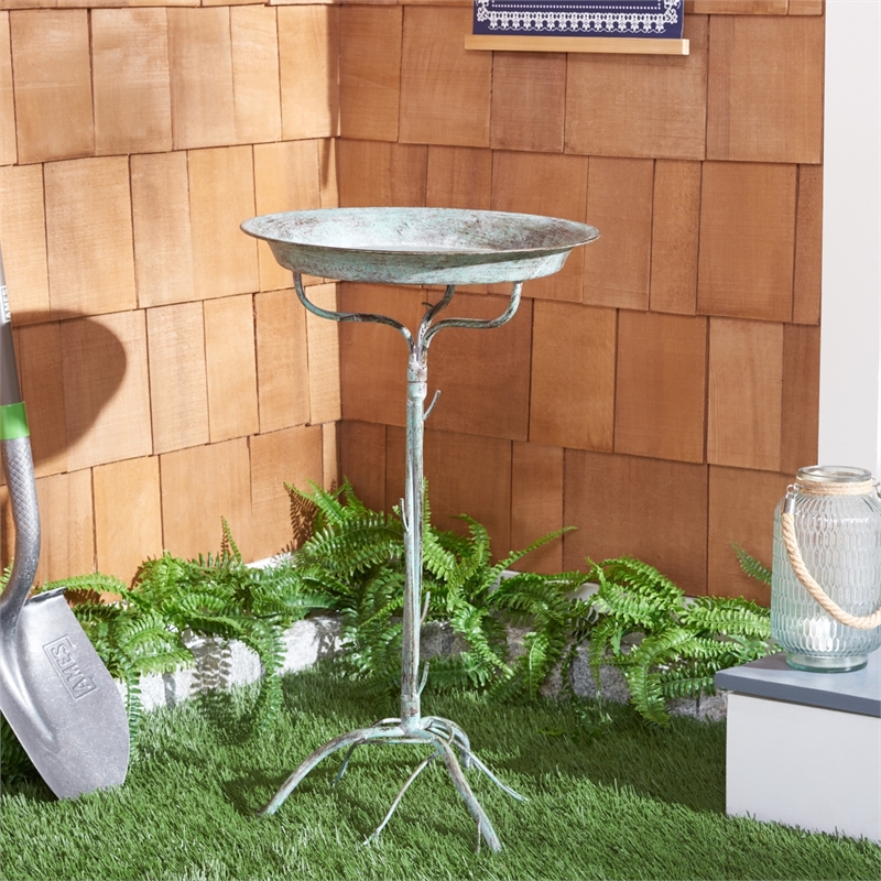 Safavieh Nigel Iron Bird Bath in Green