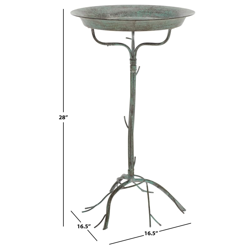 Safavieh Nigel Iron Bird Bath in Green