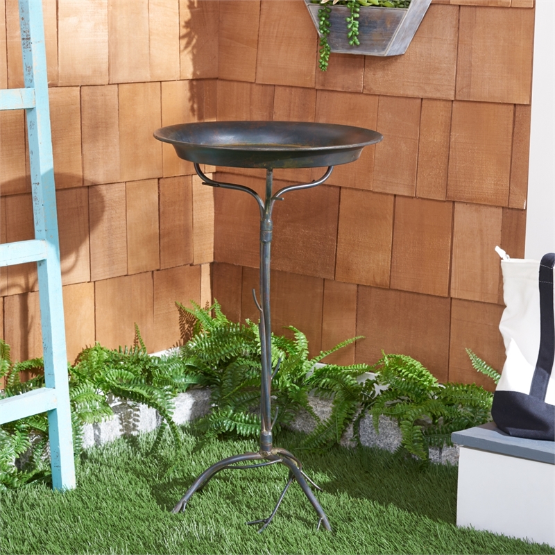 Safavieh Nigel Iron Bird Bath in Black / Rust