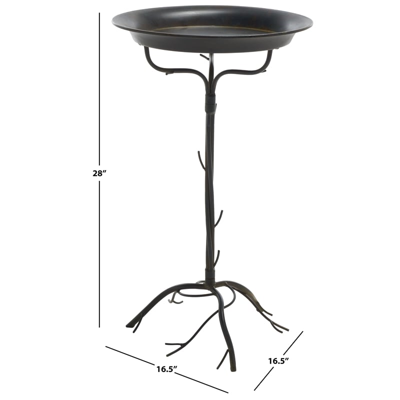 Safavieh Nigel Iron Bird Bath in Black / Rust