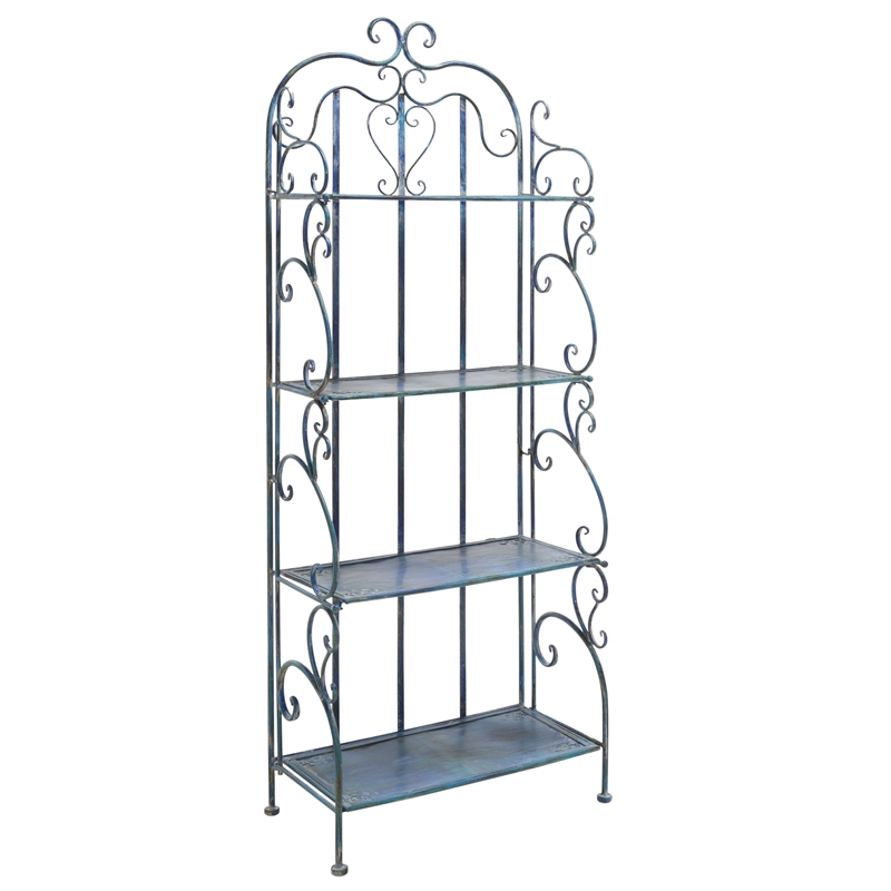 Safavieh Tyrique 4 Tier Iron Shelf Unit in Blue