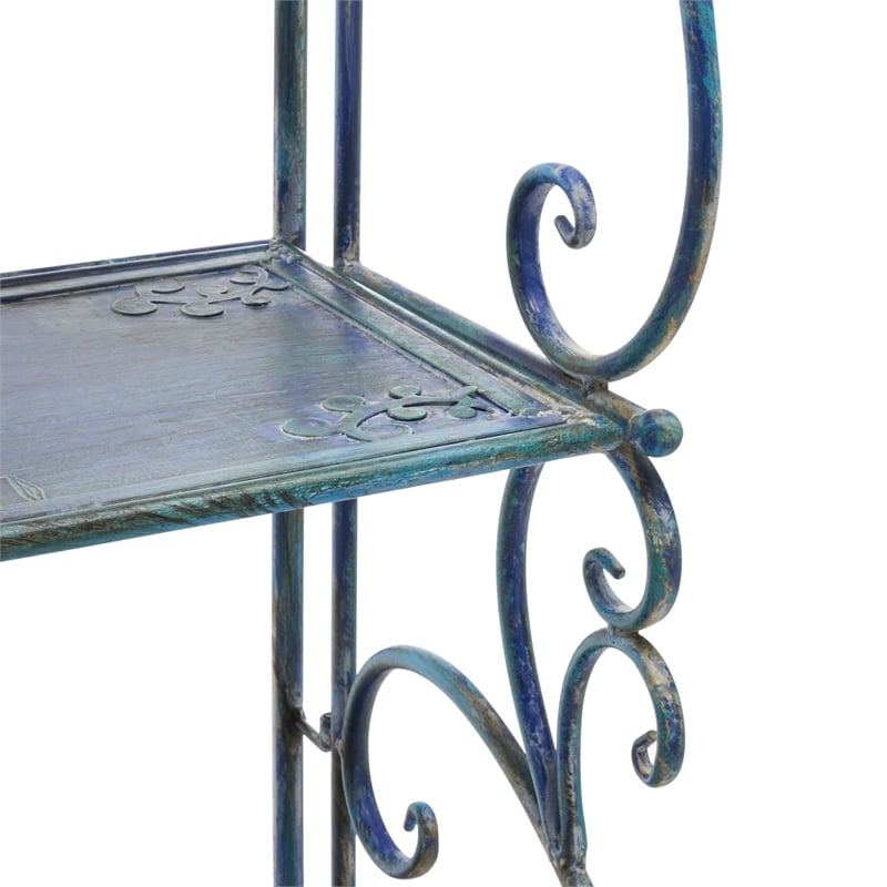Safavieh Tyrique 4 Tier Iron Shelf Unit in Blue