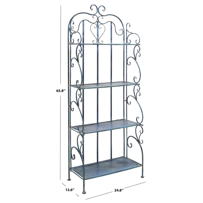 Safavieh Tyrique 4 Tier Iron Shelf Unit in Blue