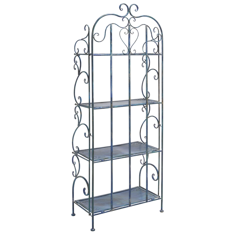 Safavieh Tyrique 4 Tier Iron Shelf Unit in Blue