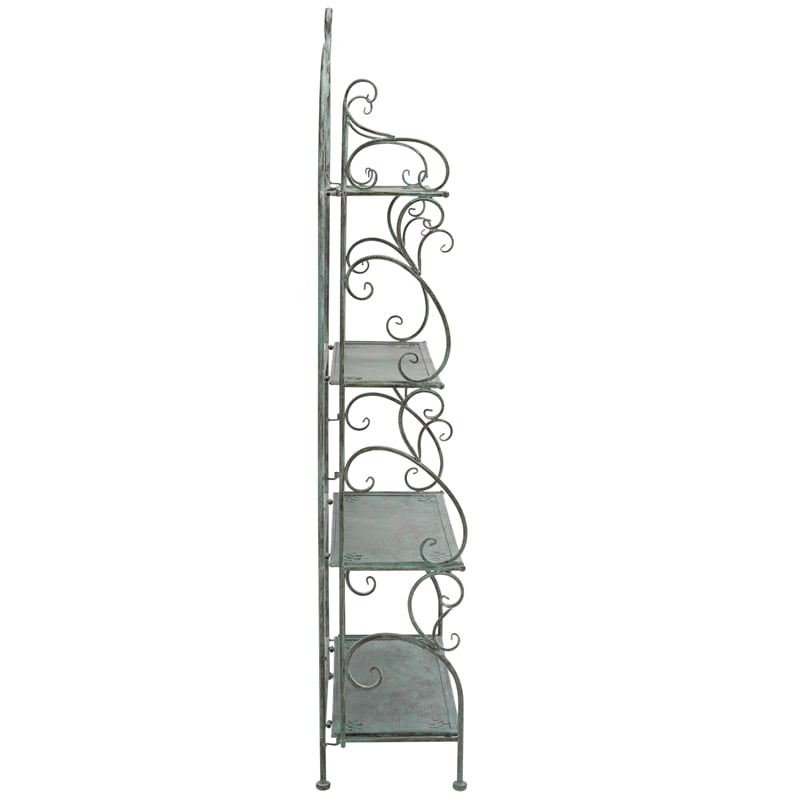 Safavieh Tyrique 4 Tier Iron Shelf Unit in Green