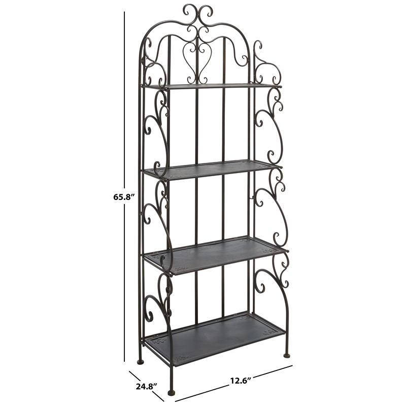 Safavieh Tyrique 4 Tier Iron Shelf Unit in Black / Rust