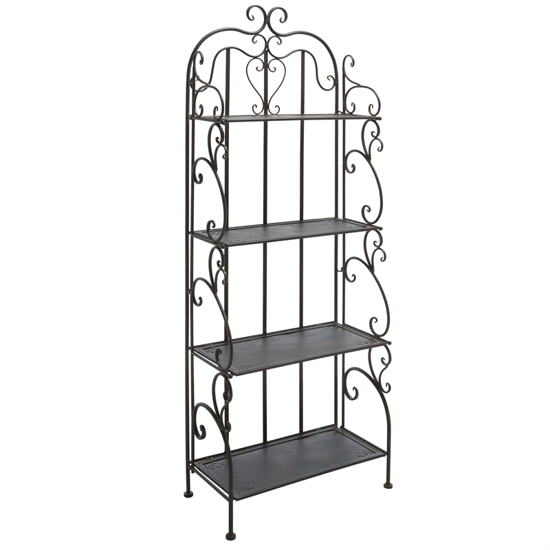 Safavieh Tyrique 4 Tier Iron Shelf Unit in Black / Rust