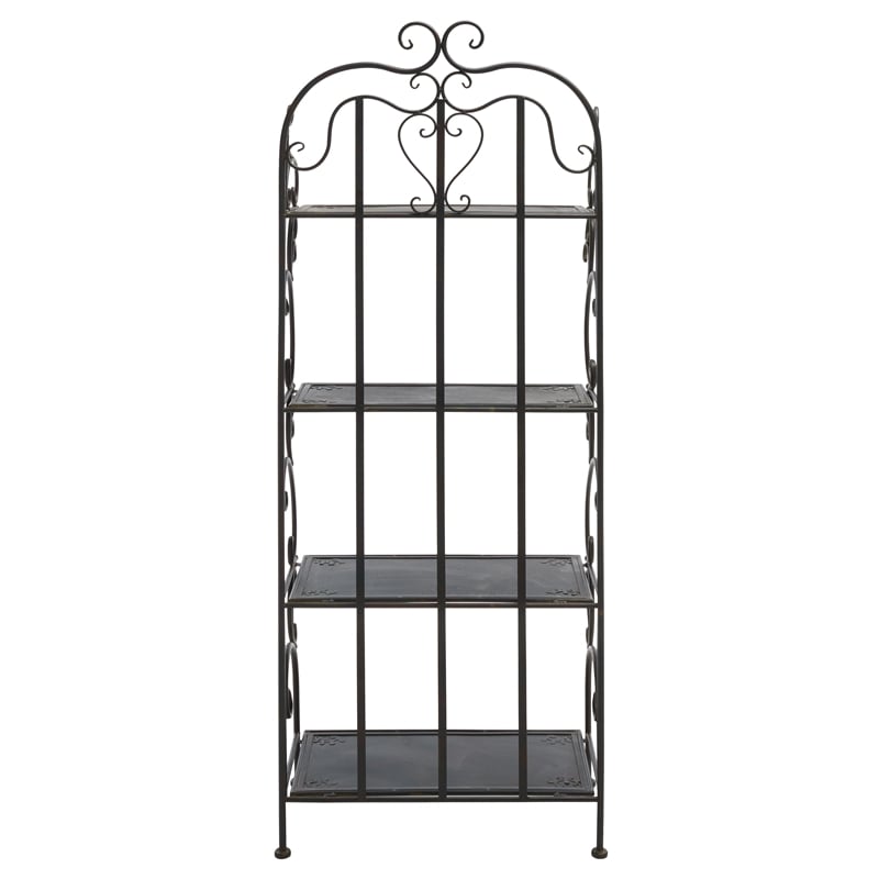 Safavieh Tyrique 4 Tier Iron Shelf Unit in Black / Rust