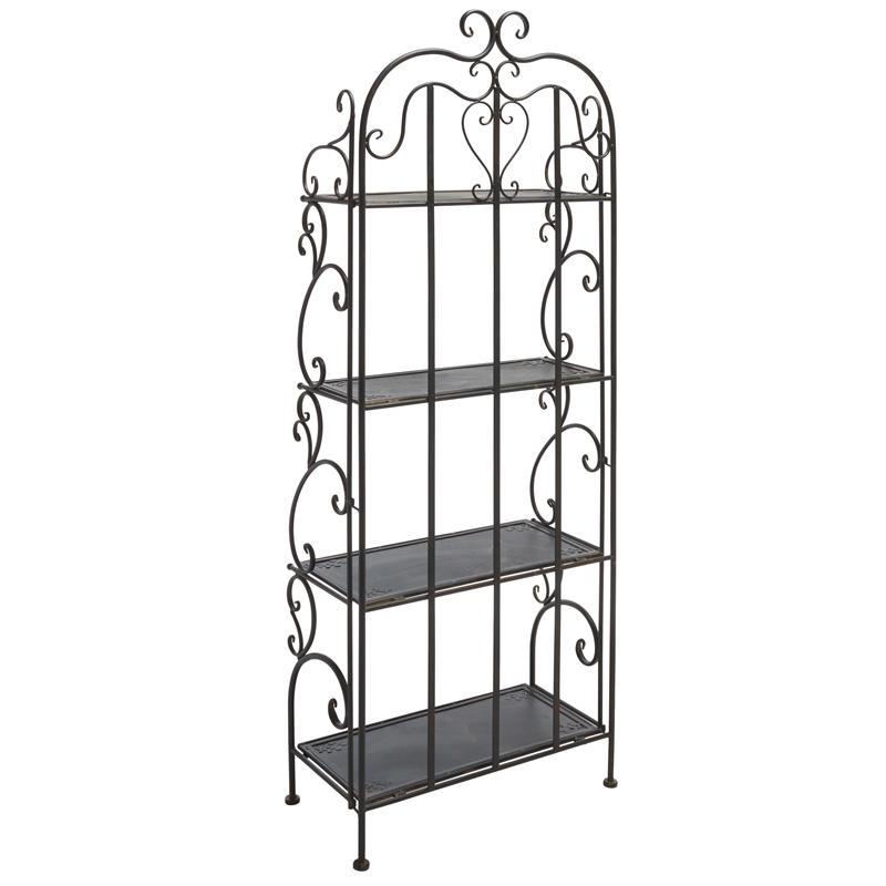 Safavieh Tyrique 4 Tier Iron Shelf Unit in Black / Rust