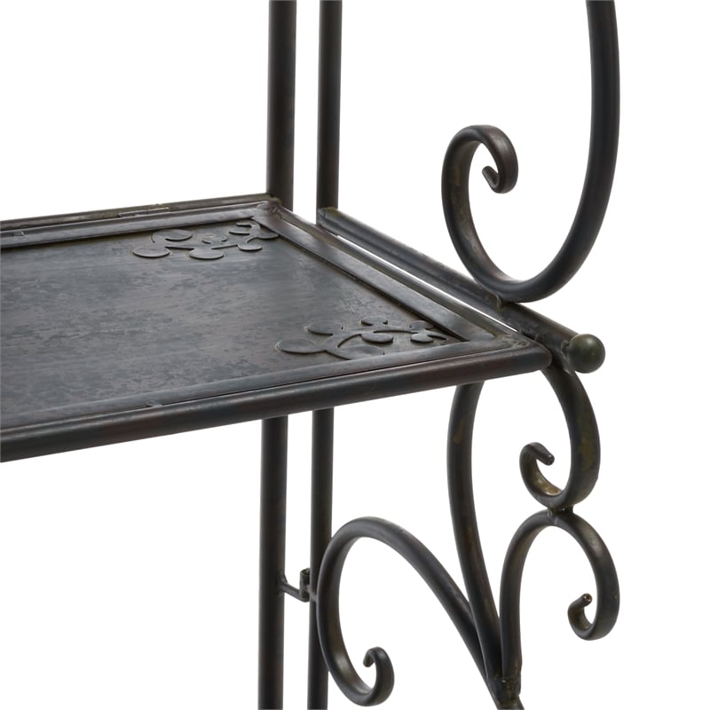 Safavieh Tyrique 4 Tier Iron Shelf Unit in Black / Rust