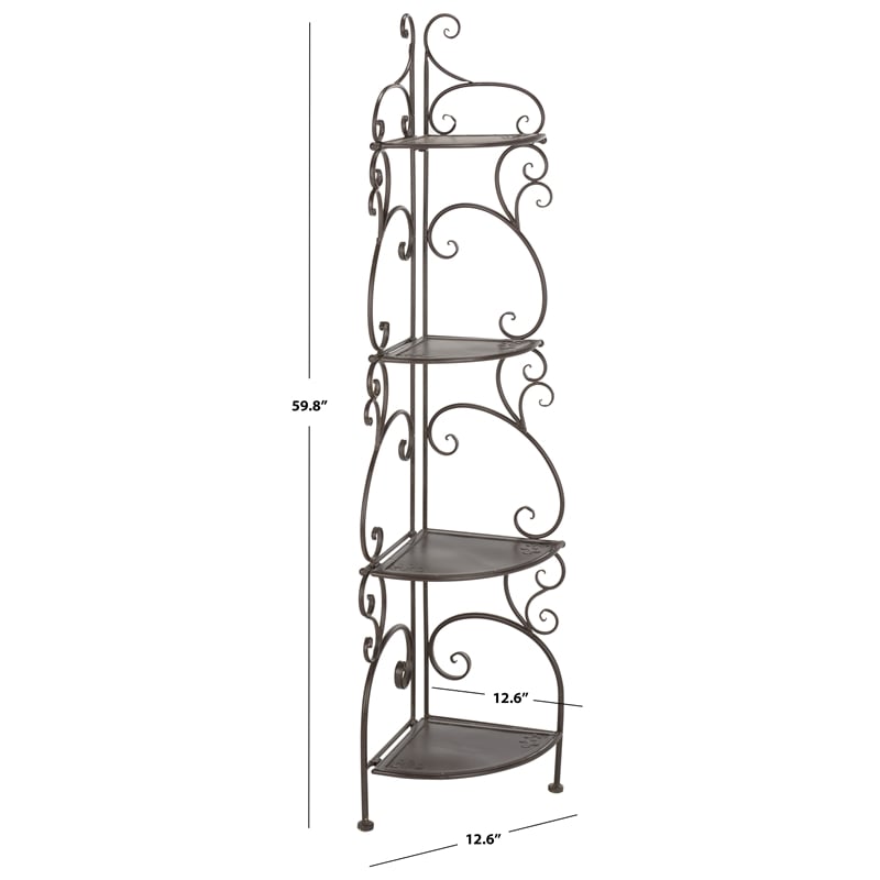 Safavieh Turuca 4 Tier Iron Corner Shelf  in Brown