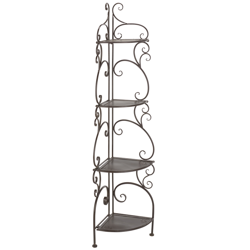 Safavieh Turuca 4 Tier Iron Corner Shelf  in Brown