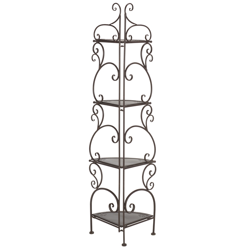 Safavieh Turuca 4 Tier Iron Corner Shelf  in Brown