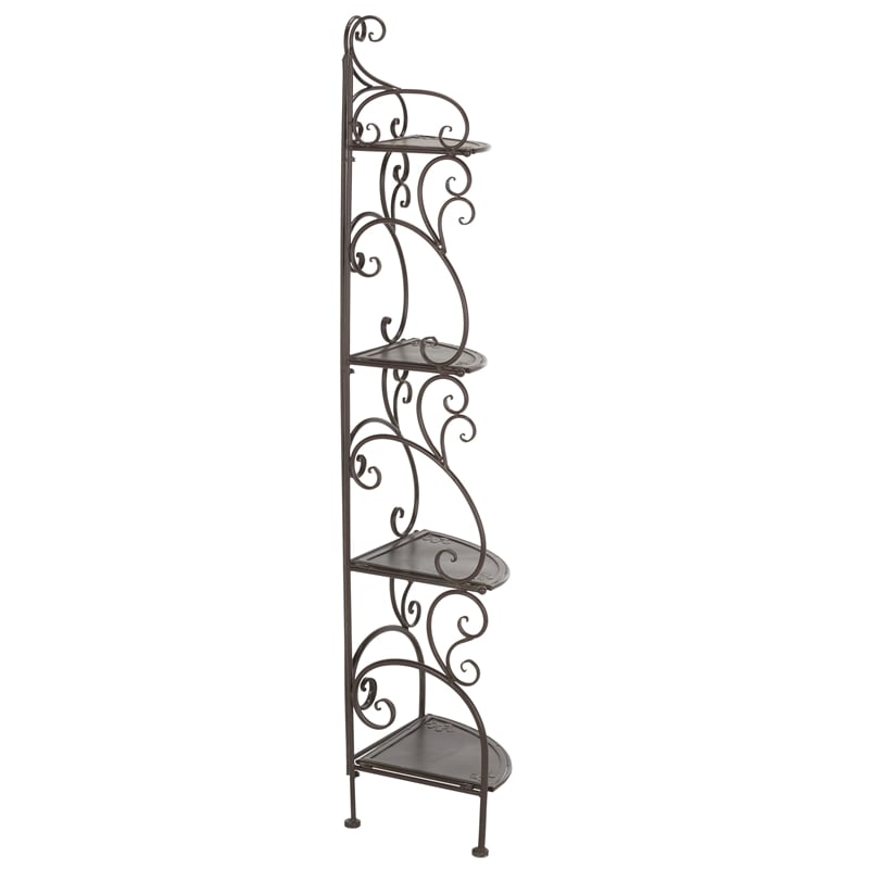 Safavieh Turuca 4 Tier Iron Corner Shelf  in Brown