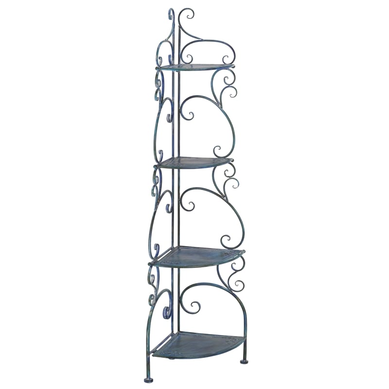 Safavieh Turuca 4 Tier Iron Corner Shelf  in Blue