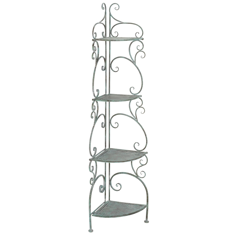 Safavieh Turuca 4 Tier Iron Corner Shelf in Green