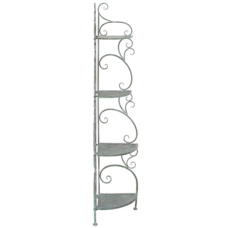 Safavieh Turuca 4 Tier Iron Corner Shelf in Green