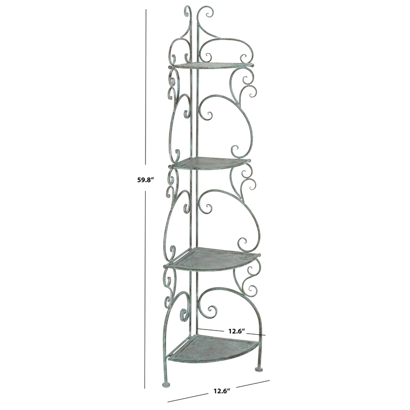 Safavieh Turuca 4 Tier Iron Corner Shelf in Green