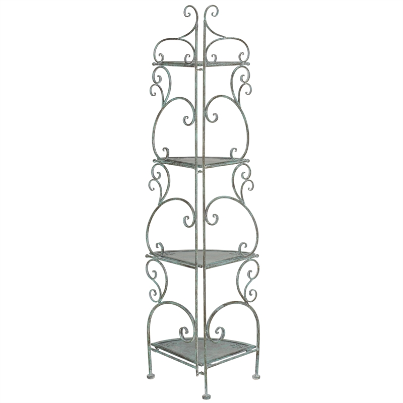 Safavieh Turuca 4 Tier Iron Corner Shelf in Green