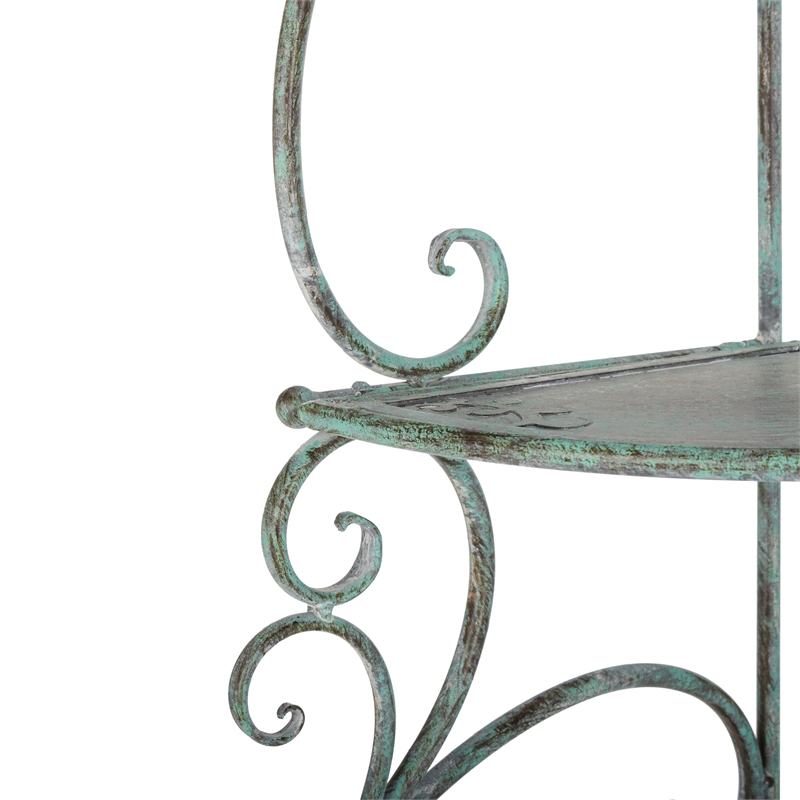 Safavieh Turuca 4 Tier Iron Corner Shelf in Green