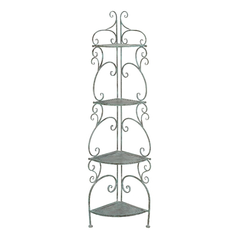 Safavieh Turuca 4 Tier Iron Corner Shelf in Green