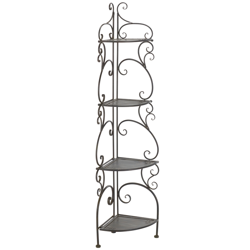 Safavieh Turuca 4 Tier Iron Corner Shelf  in Black / Rust