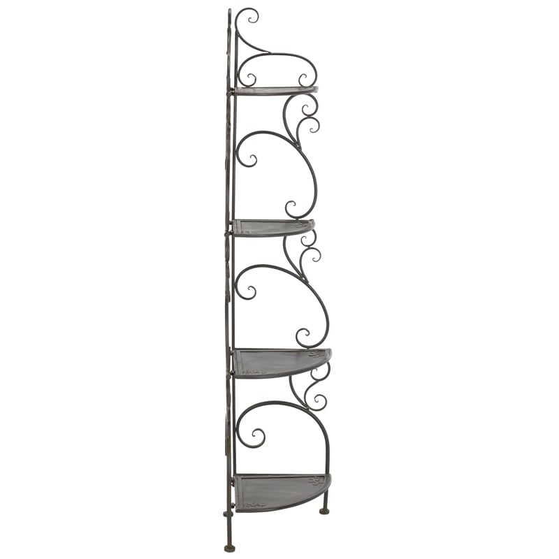 Safavieh Turuca 4 Tier Iron Corner Shelf  in Black / Rust