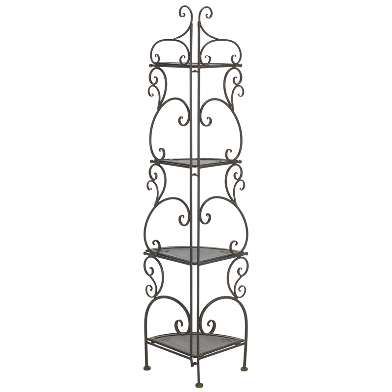 Safavieh Turuca 4 Tier Iron Corner Shelf  in Black / Rust