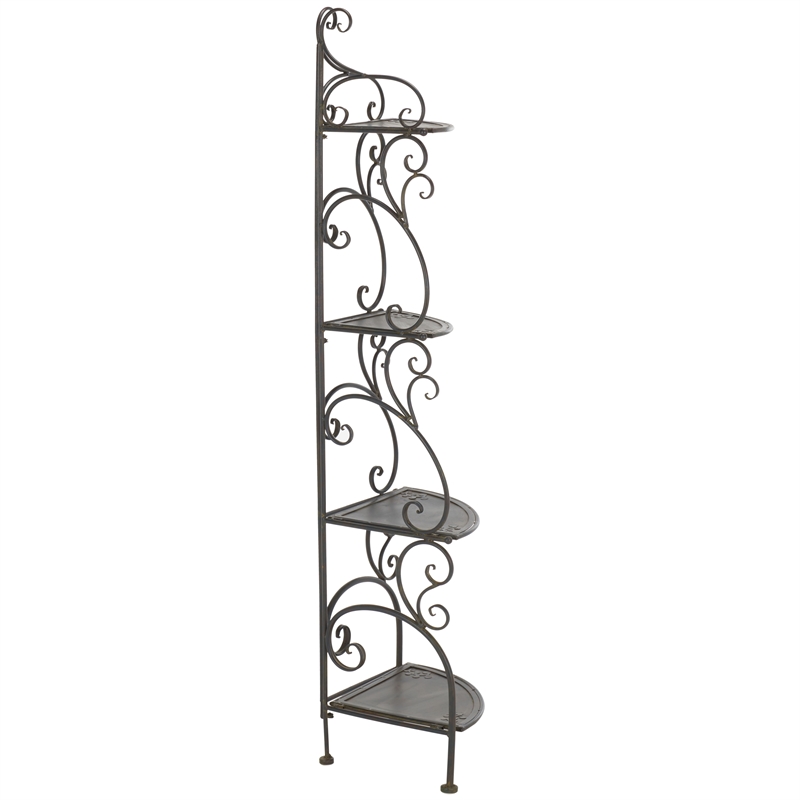 Safavieh Turuca 4 Tier Iron Corner Shelf  in Black / Rust